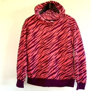 XL Pink and Purple Zebra Print Hoodie